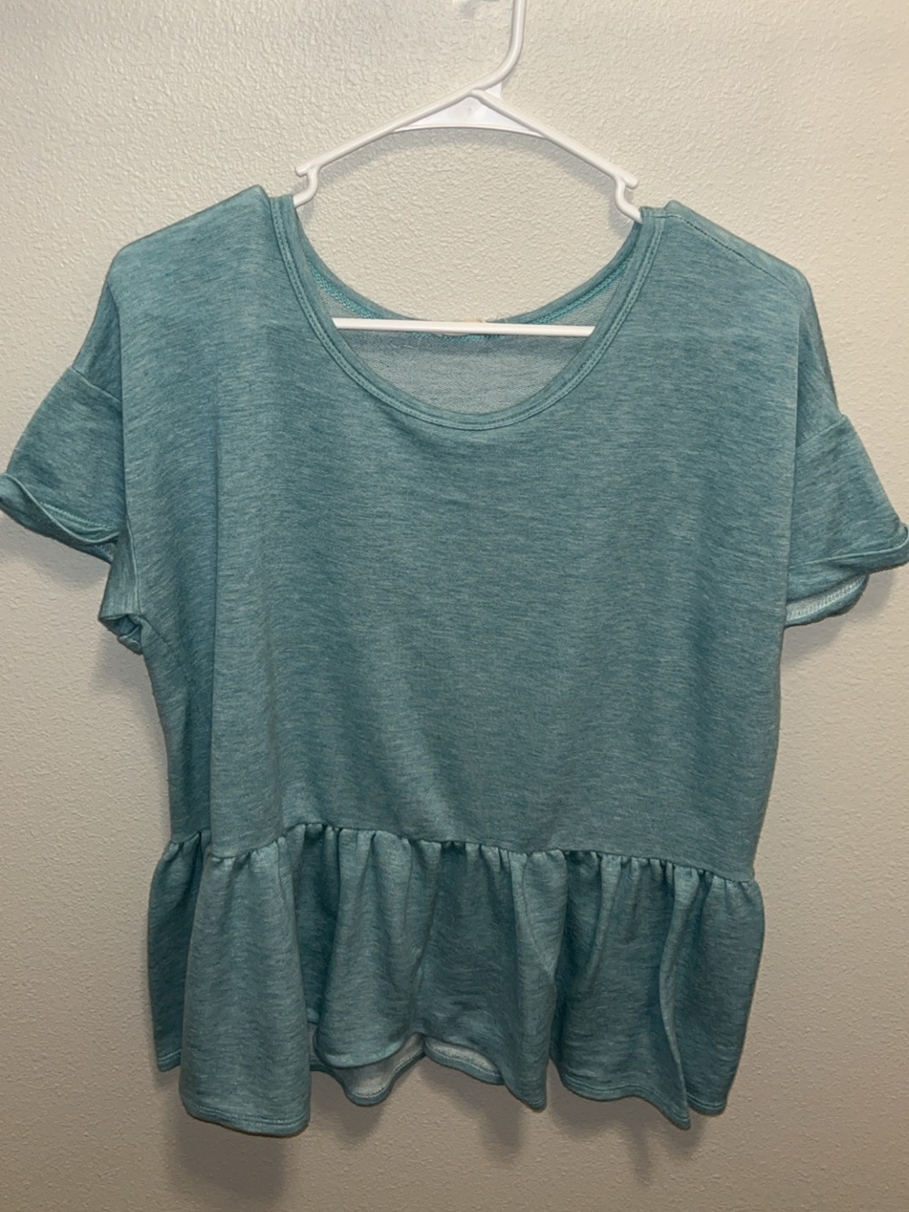 First Love Seafoam Peplum Short Sleeve Top